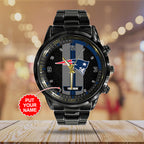 Personalized New England Patriots Black Stainless Steel Watch – TANTN16028