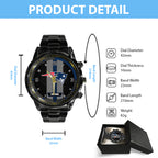 Personalized New England Patriots Black Stainless Steel Watch – TANTN16028