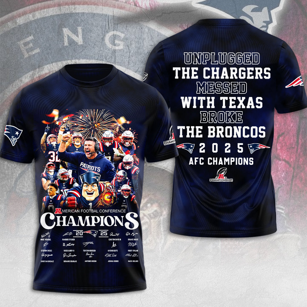 New England Patriots 2025 AFC Champions 3D Apparel – MAITM14721