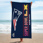 New England Patriots 2025 AFC Champions Rectangle Beach Towel – MAITM14600