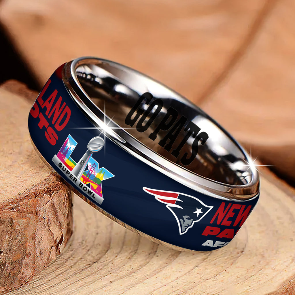 New England Patriots 2025 AFC Champions Custom Alloy Ring – TANTN20614