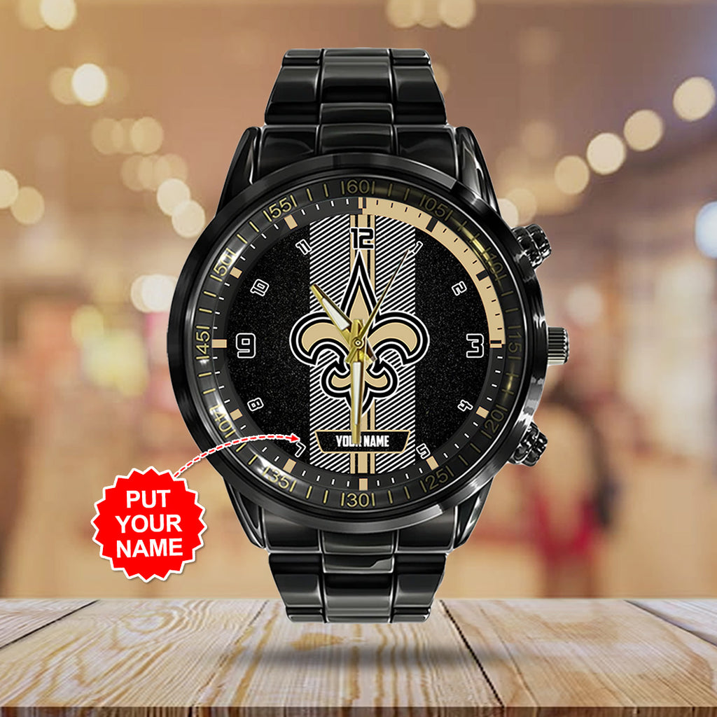Personalized New Orleans Saints Black Stainless Steel Watch – TANTN16021