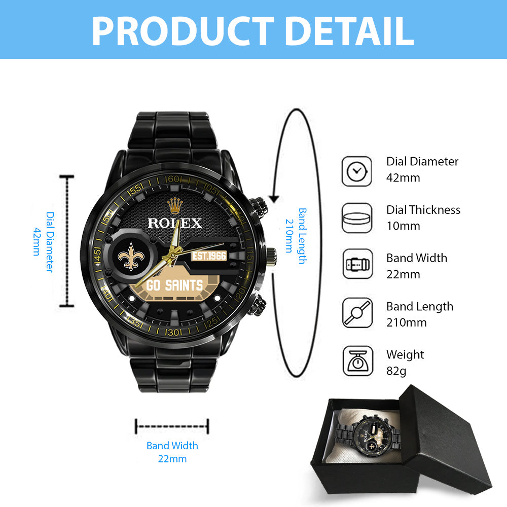 New Orleans Saints x Rolex Black Stainless Steel Watch – MAITM13217