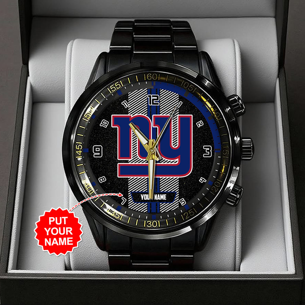Personalized New York Giants Black Stainless Steel Watch – TANTN16023