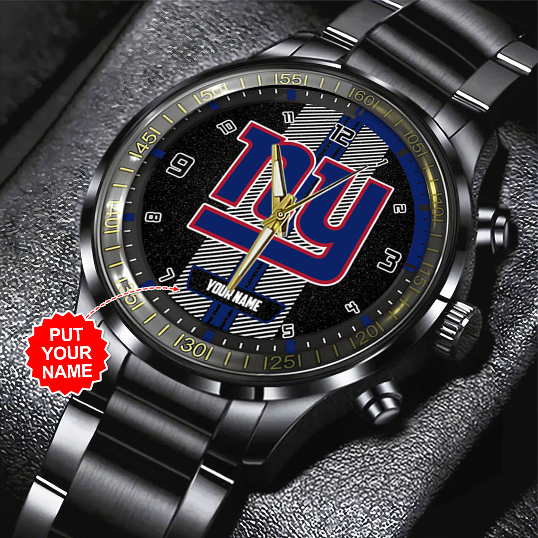 Personalized New York Giants Black Stainless Steel Watch – TANTN16023