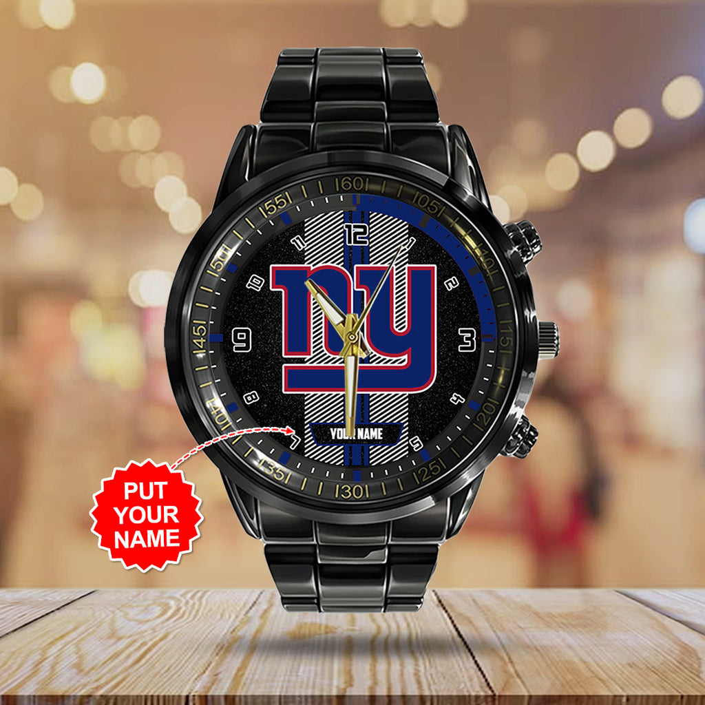 Personalized New York Giants Black Stainless Steel Watch – TANTN16023