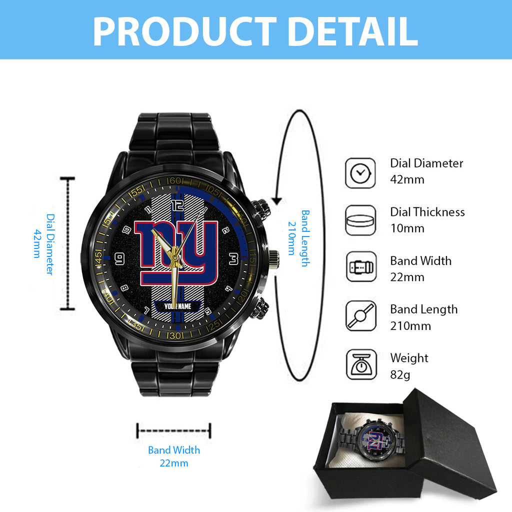 Personalized New York Giants Black Stainless Steel Watch – TANTN16023