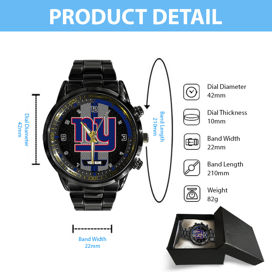 Personalized New York Giants Black Stainless Steel Watch – TANTN16023