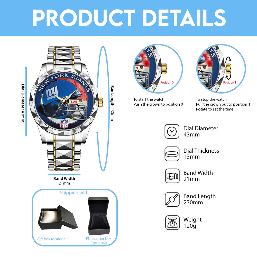New York Giants Alloy Luxury Quartz Watch – TANTN16336