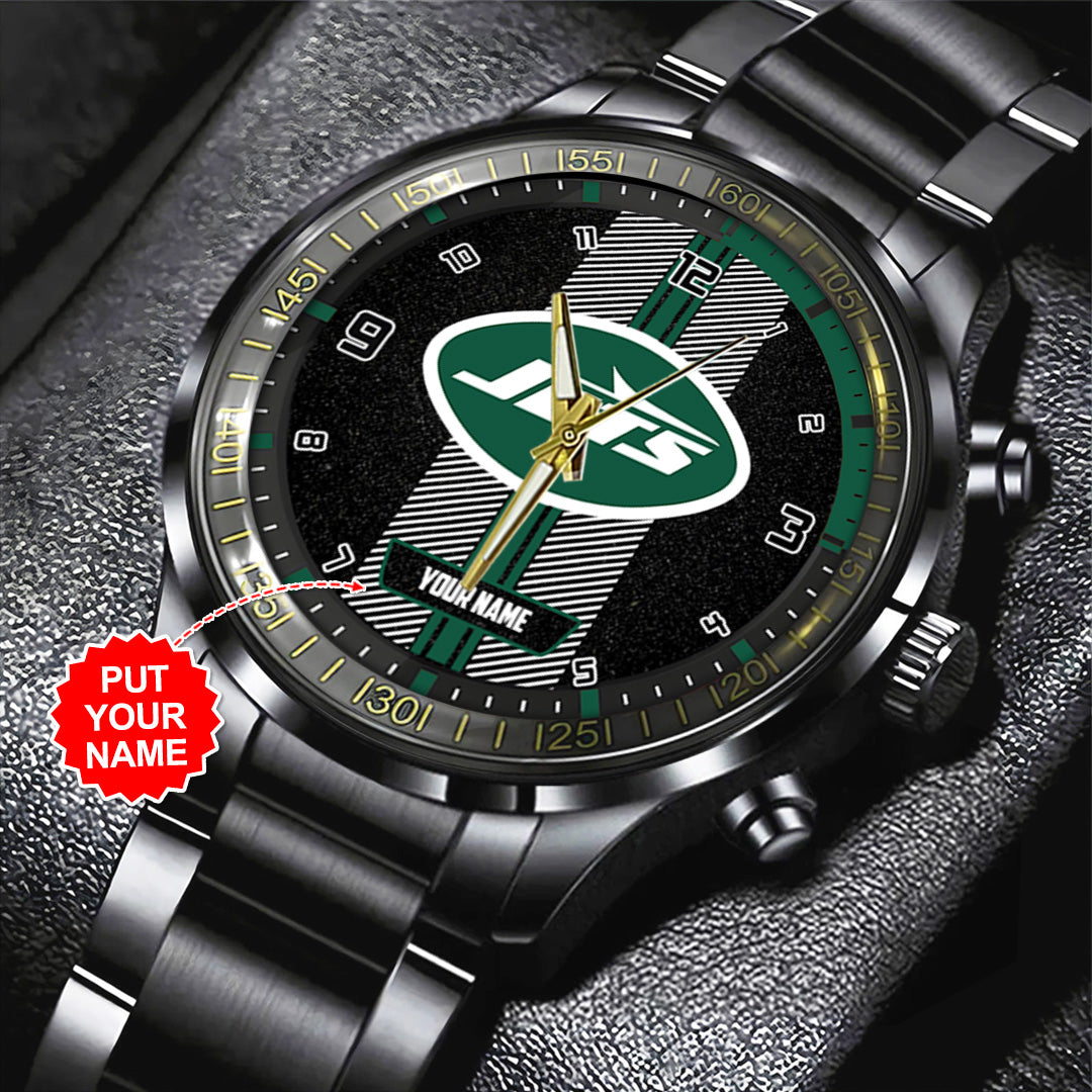 Personalized New York Jets Black Stainless Steel Watch – TANTN16030