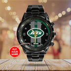 Personalized New York Jets Black Stainless Steel Watch – TANTN16030