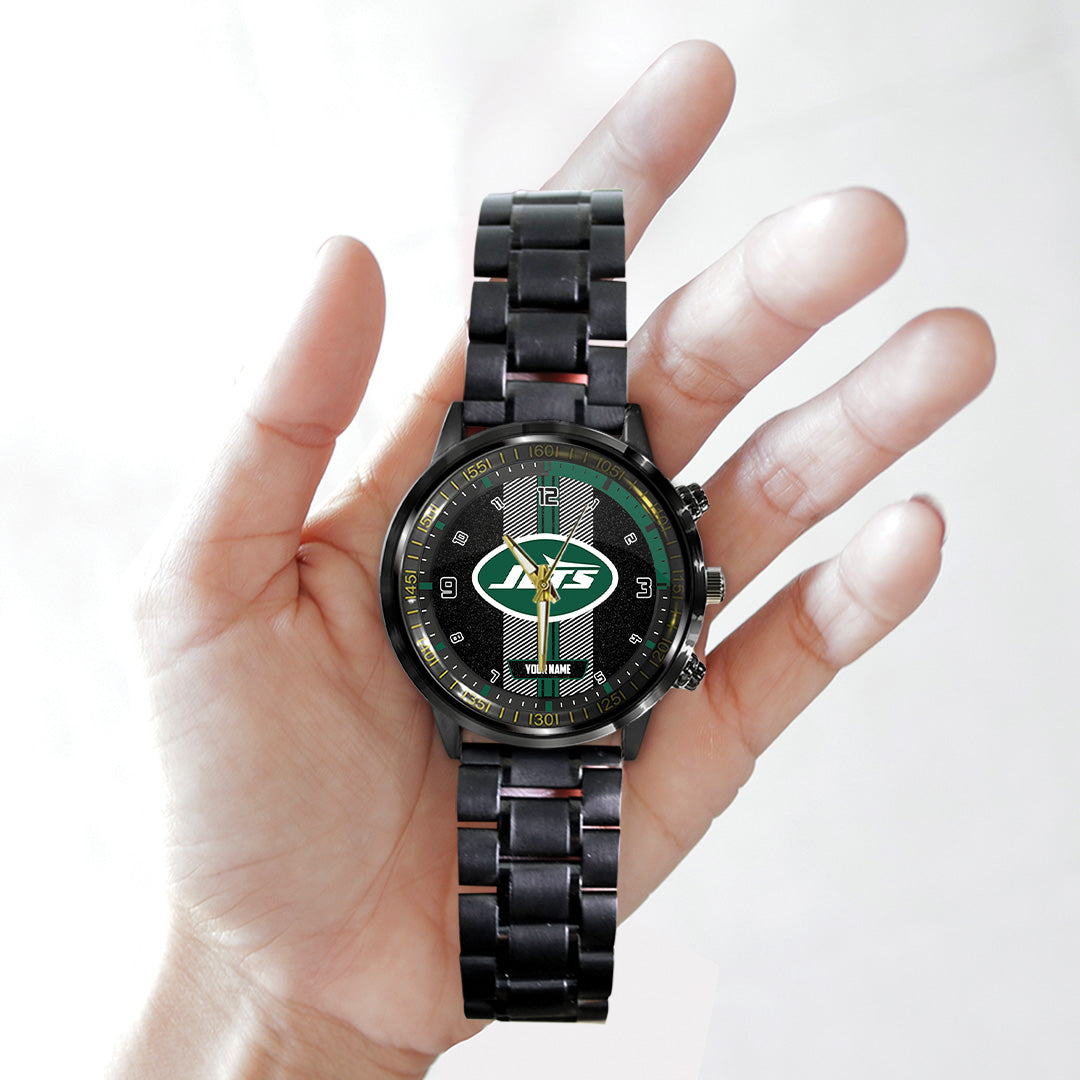 Personalized New York Jets Black Stainless Steel Watch – TANTN16030