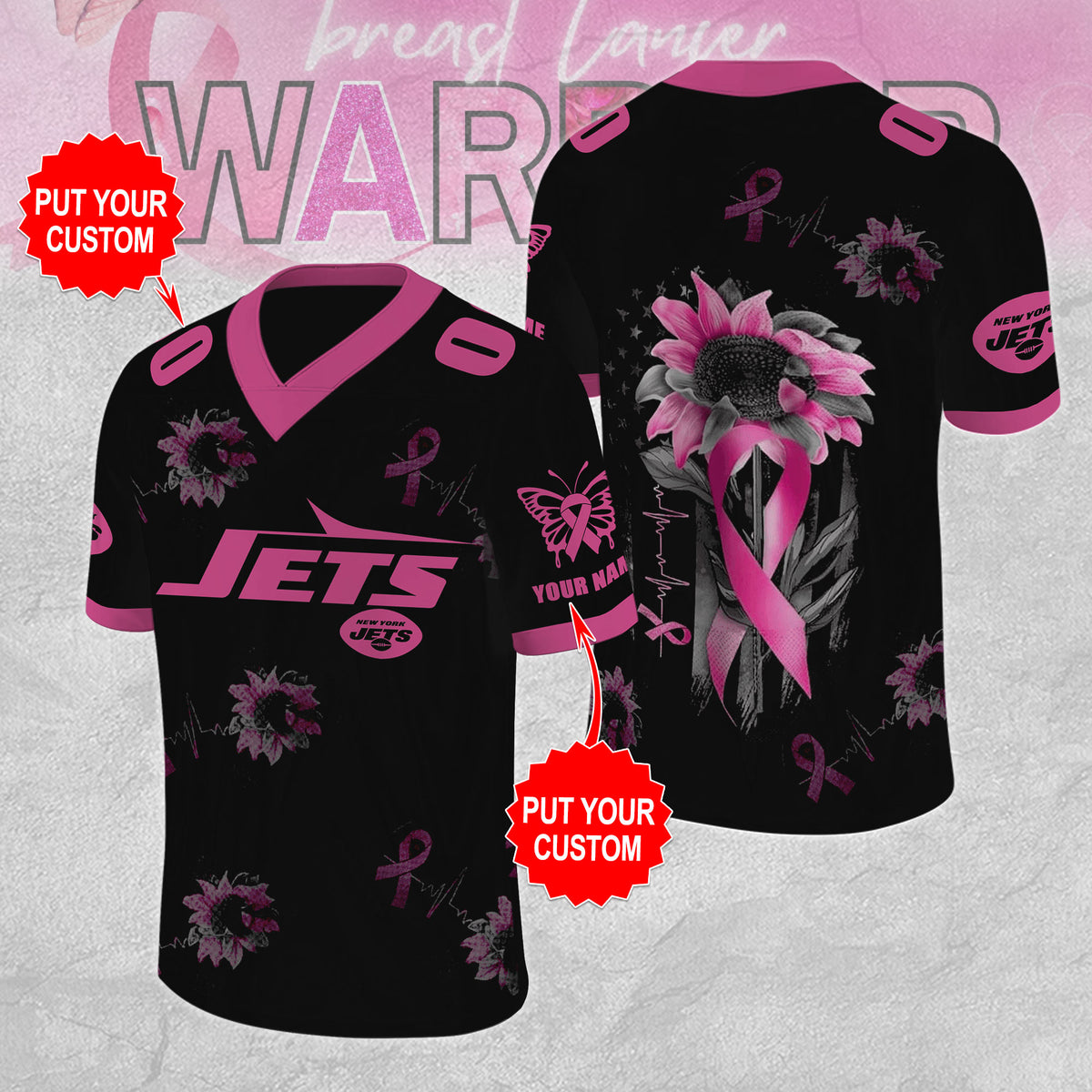 Personalized New York Jets x Breast Cancer Awareness 3D Football Jersey – MAITM12859