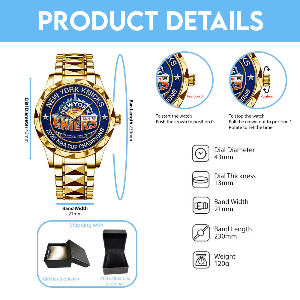New York Knicks 2025 NBA Cup Champions Alloy Luxury Quartz Watch – TMTHU2901