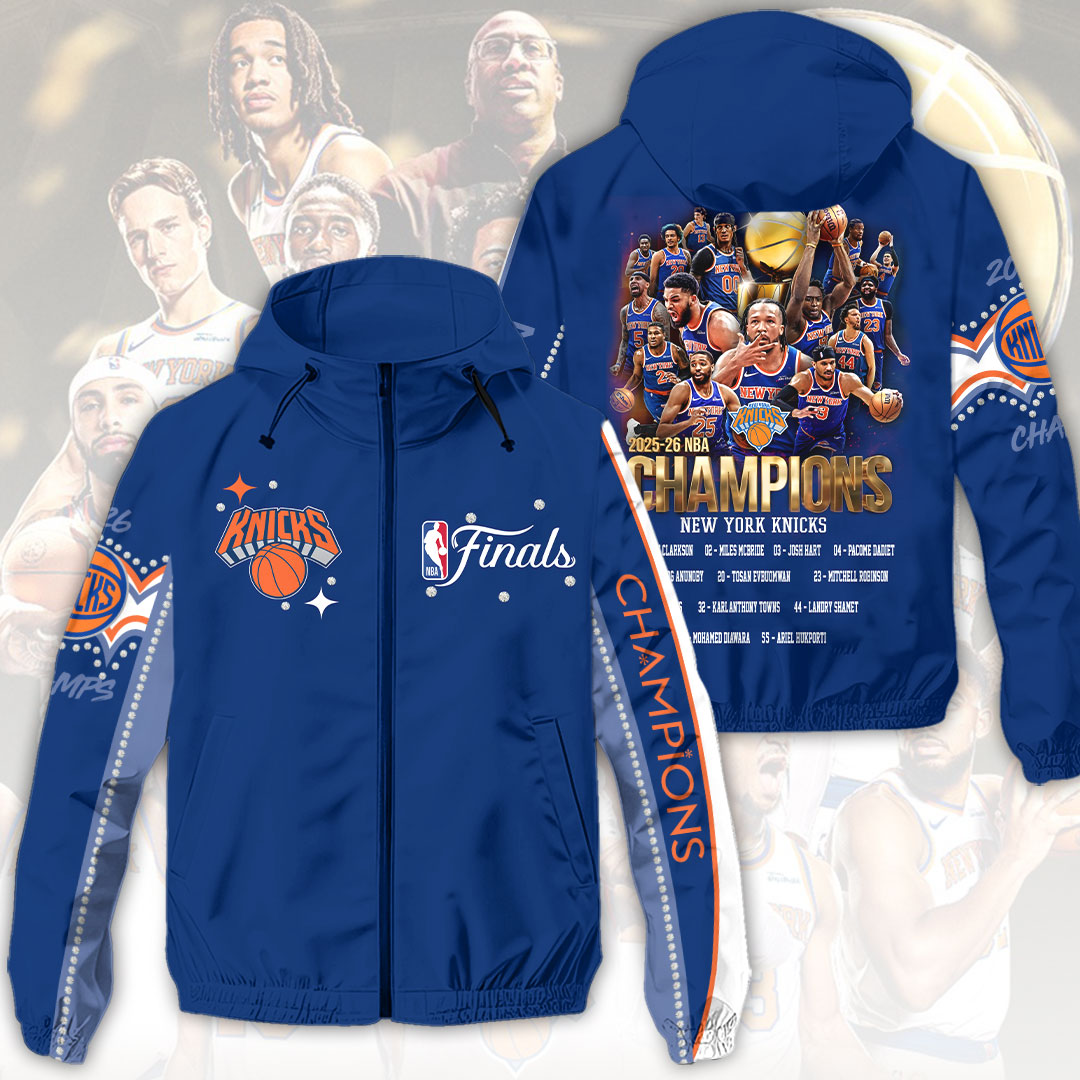 New York Knicks 2026 NBA Finals Champions 3D Windbreaker Jacket – HOATT18982