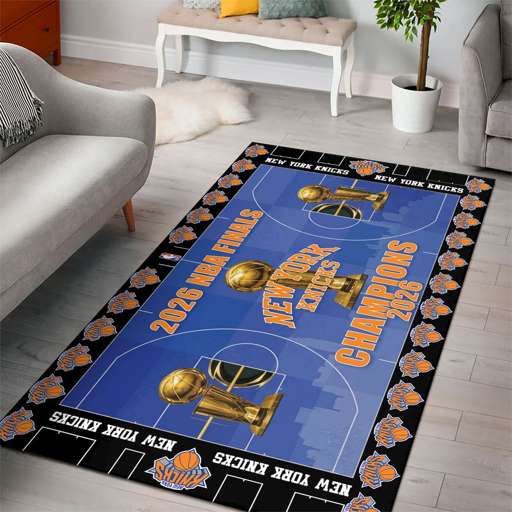 New York Knicks 2026 NBA Finals Champions Rectangular Rug – TMTHU7507
