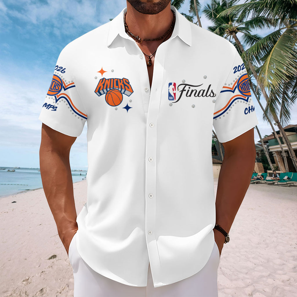New York Knicks 2026 NBA Finals Champions Short Sleeve Button-Down Shirt – HOATT19031