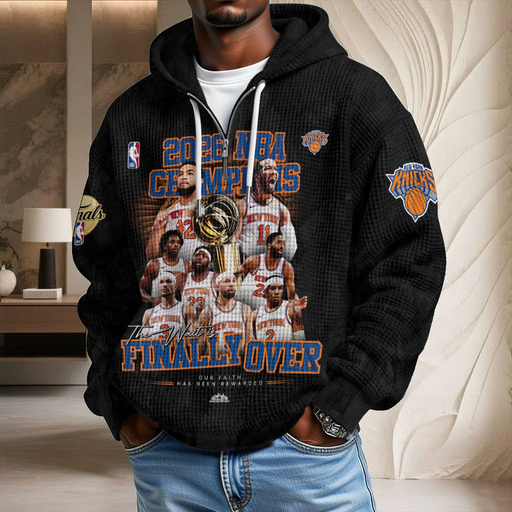 New York Knicks NBA Champions 2026 3D Unisex Waffle Hoodie – TMTHU8558