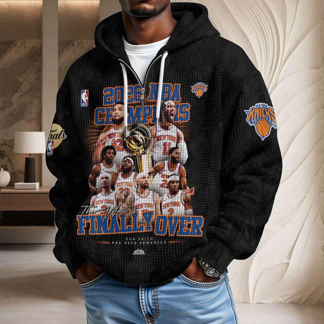 New York Knicks NBA Champions 2026 3D Unisex Waffle Hoodie – TMTHU8558