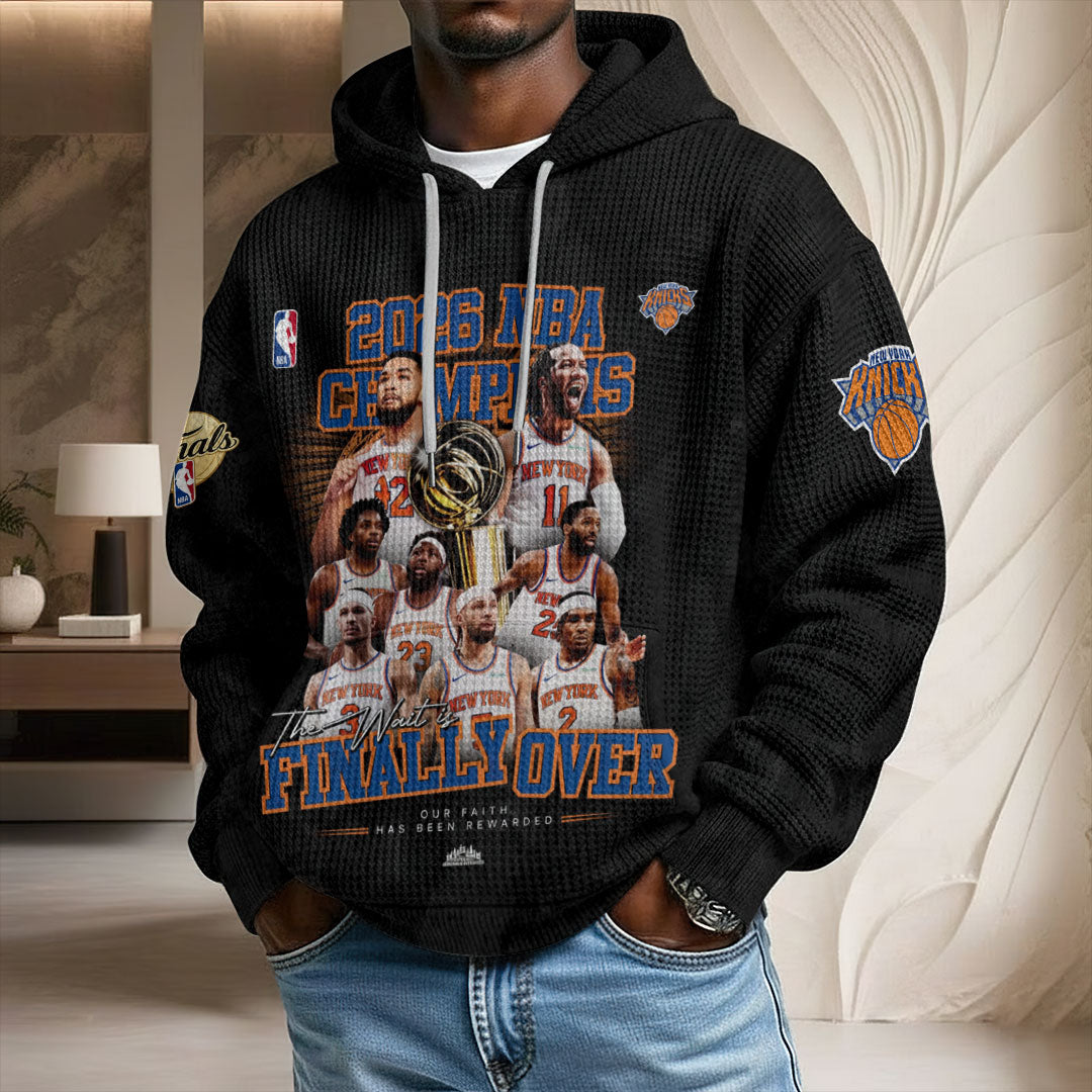 New York Knicks NBA Champions 2026 3D Unisex Waffle Hoodie – TMTHU8558