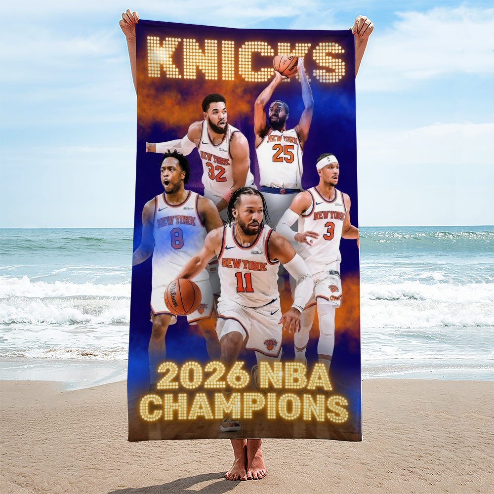 New York Knicks NBA Champions 2026 Rectangle Beach Towel – TMTHU7034