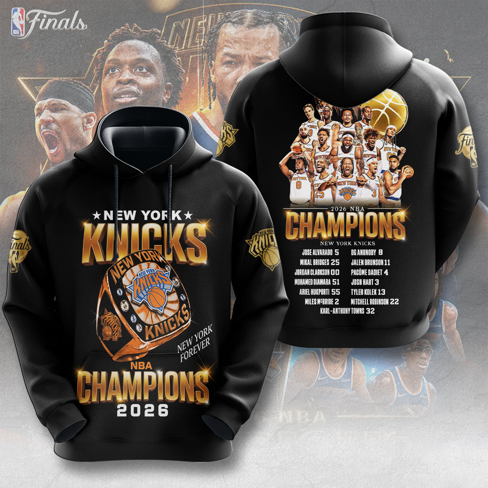 New York Knicks NBA Finals Champions 2026 3D Apparel – TMTHU6886