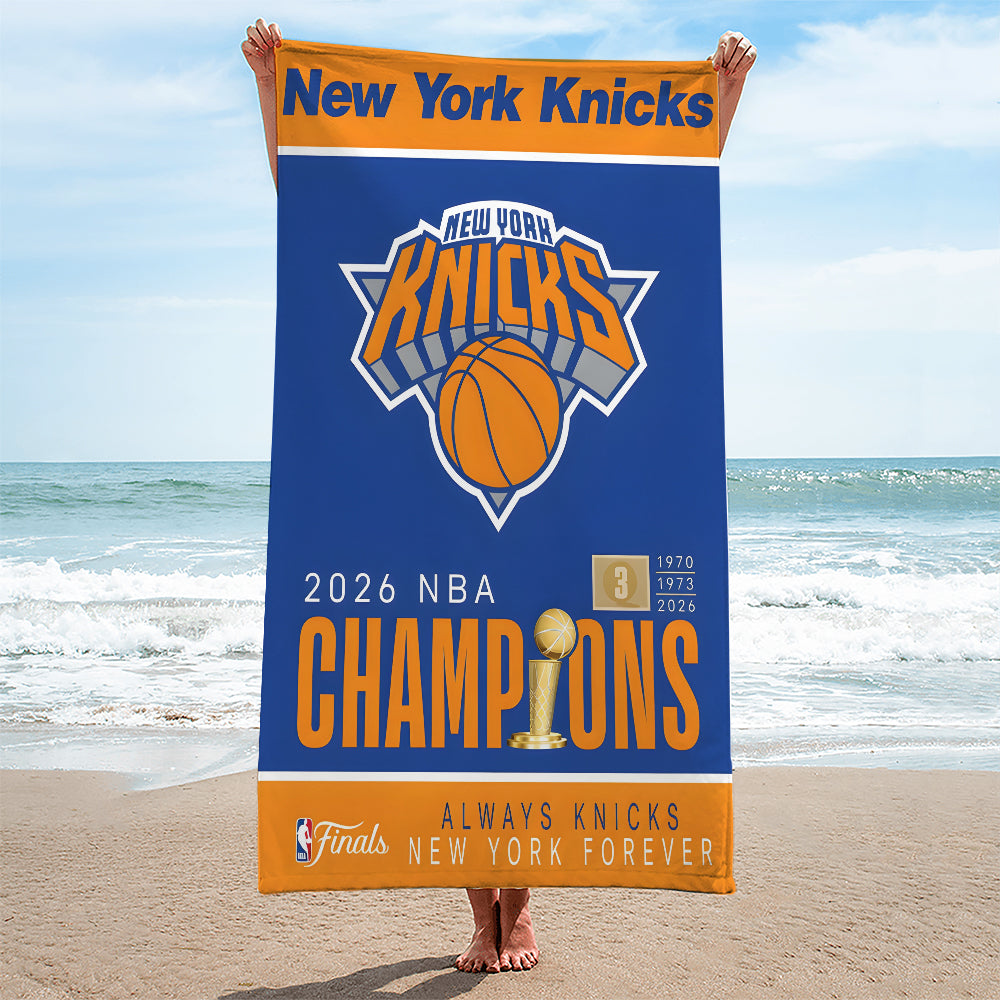New York Knicks NBA Finals Champions 2026 Rectangle Beach Towel – TANTN23622