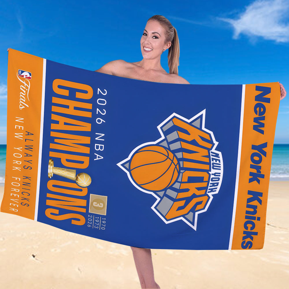 New York Knicks NBA Finals Champions 2026 Rectangle Beach Towel – TANTN23622