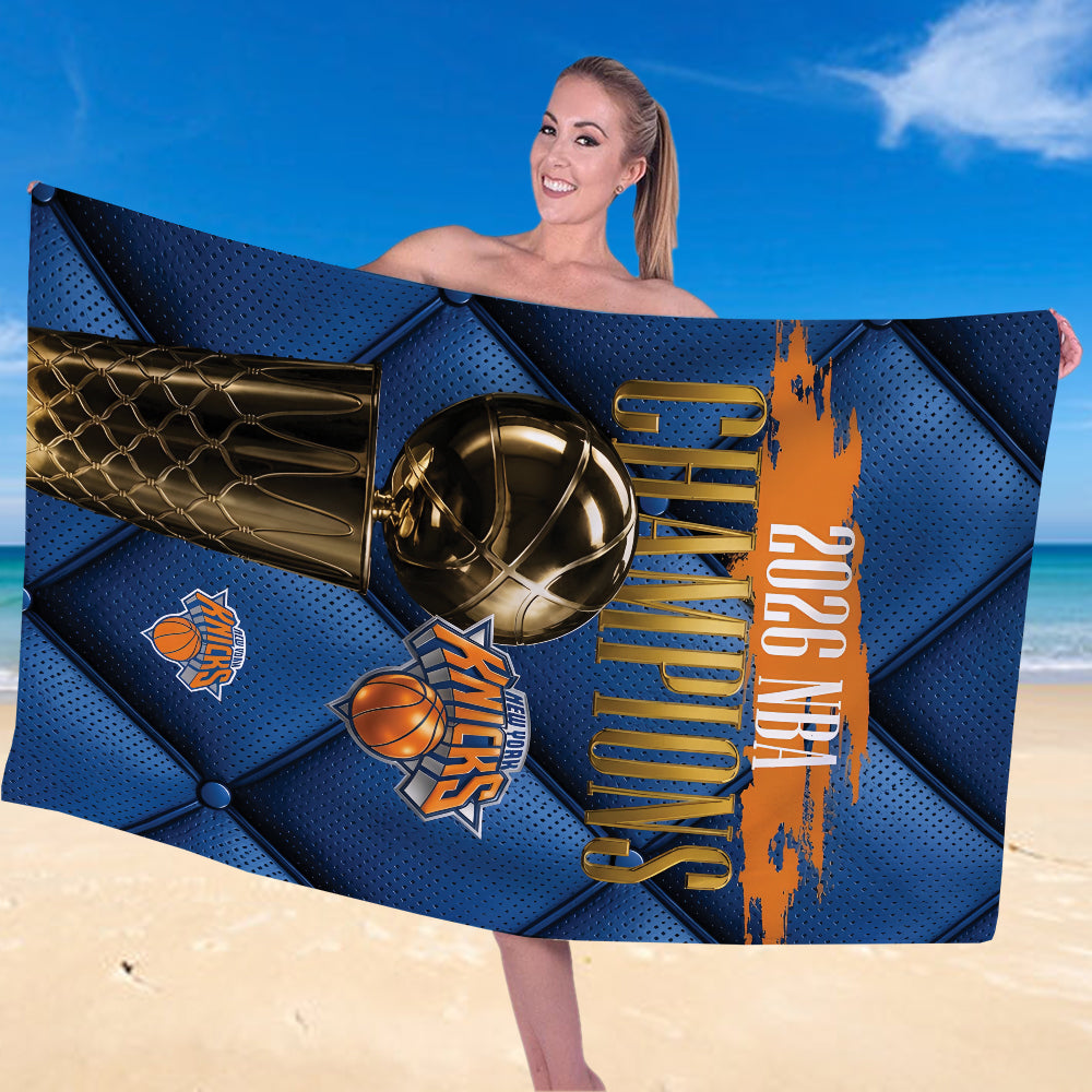 New York Knicks NBA Finals Champions 2026 Rectangle Beach Towel – TANTN23714