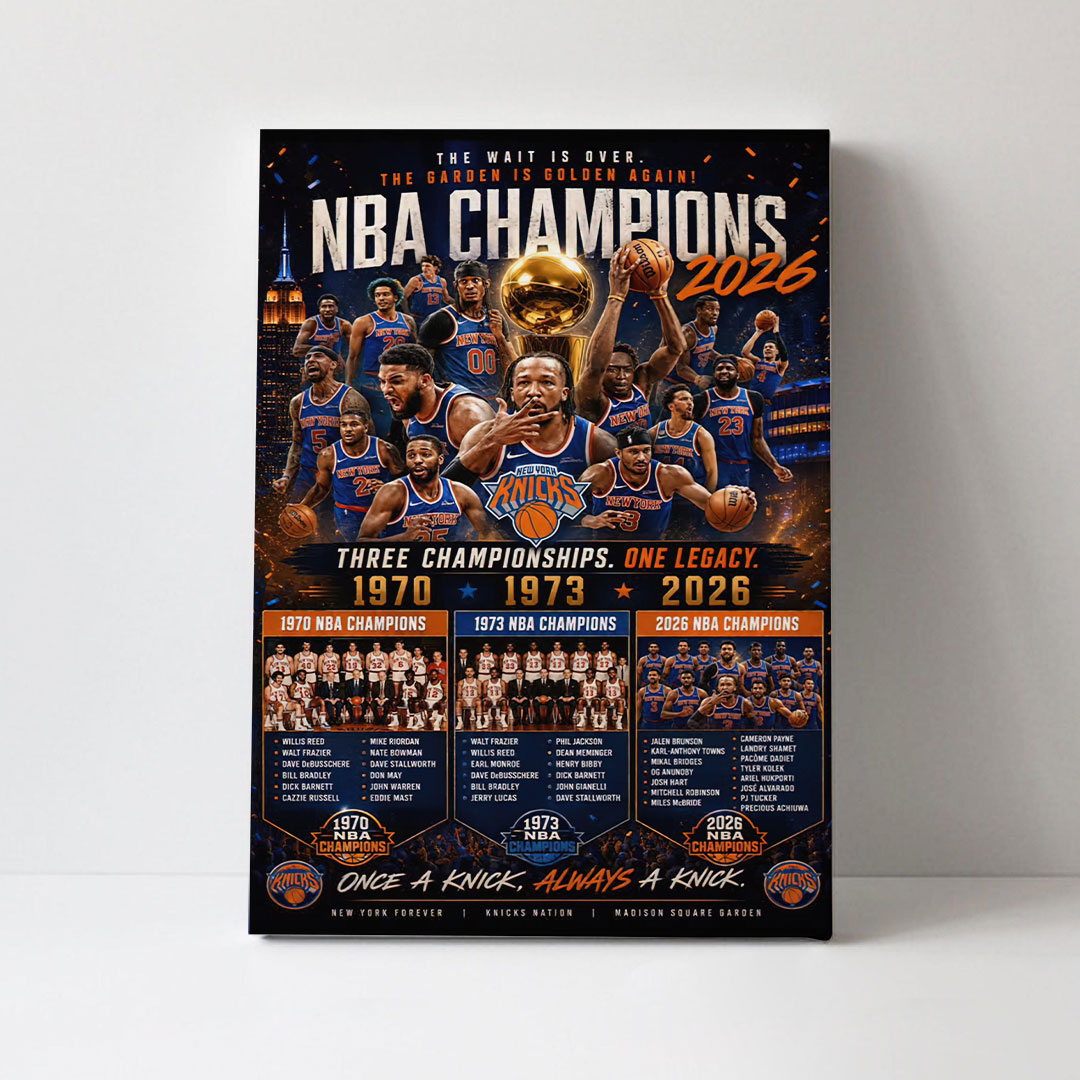 New York Knicks NBA Finals Champions 2026 Rectangle Canvas With Inner Frame – TANTN23759