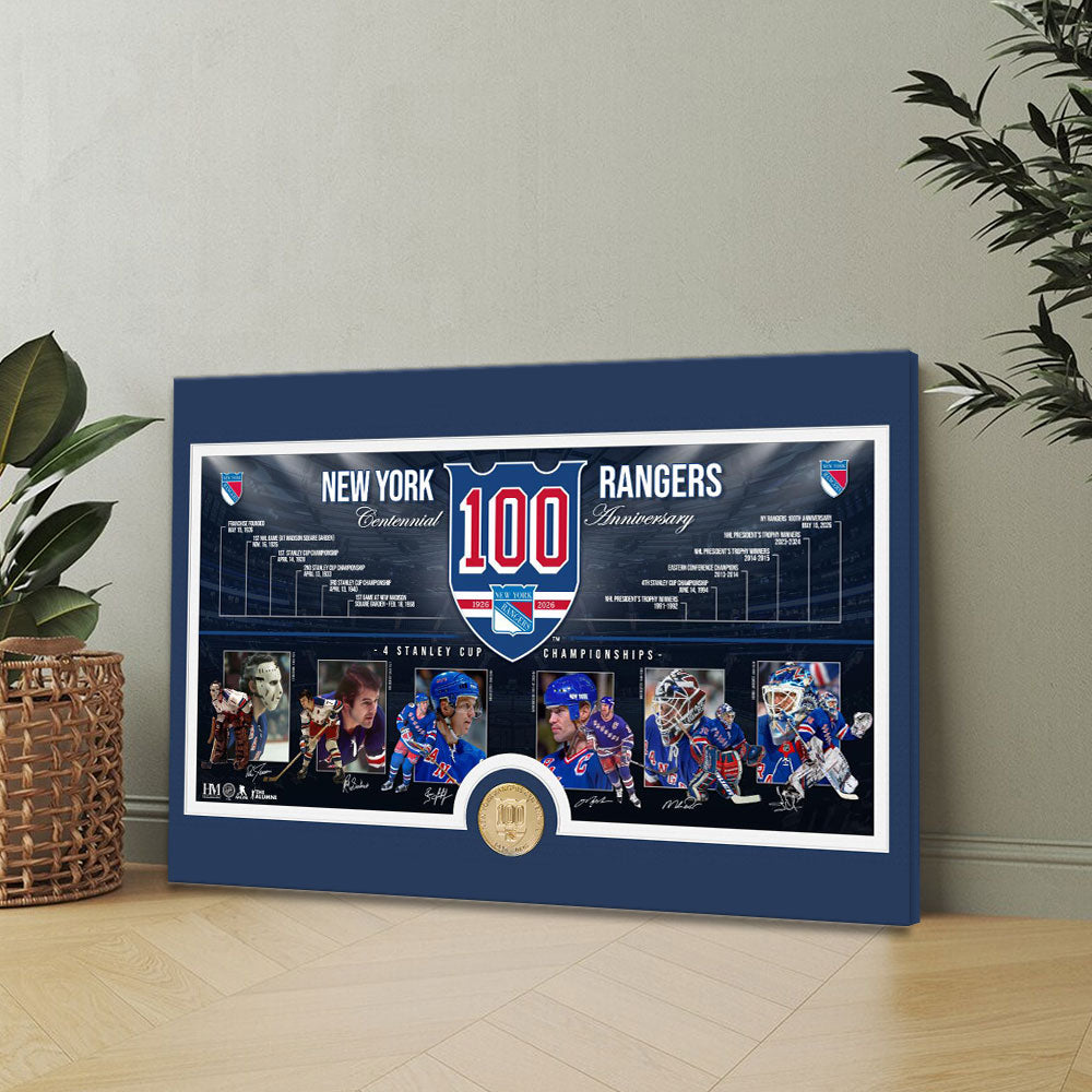 New York Rangers 100th Anniversary Rectangle Canvas With Inner Frame – TANTN21500