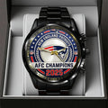 New England Patriots 2025 AFC Champions Black Stainless Steel Watch – TANTN20683