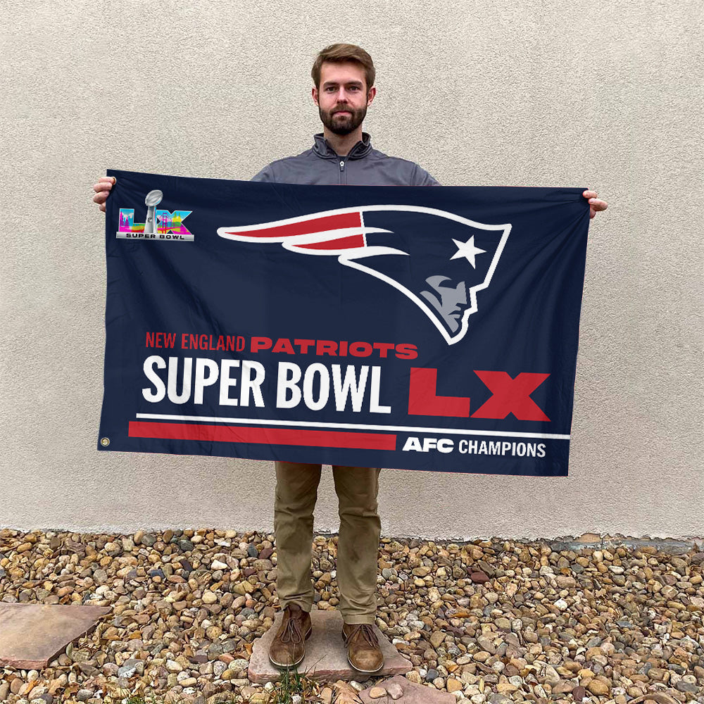 New England Patriots 2025 AFC Champions 3D Double-side House Flag – TANTN20606