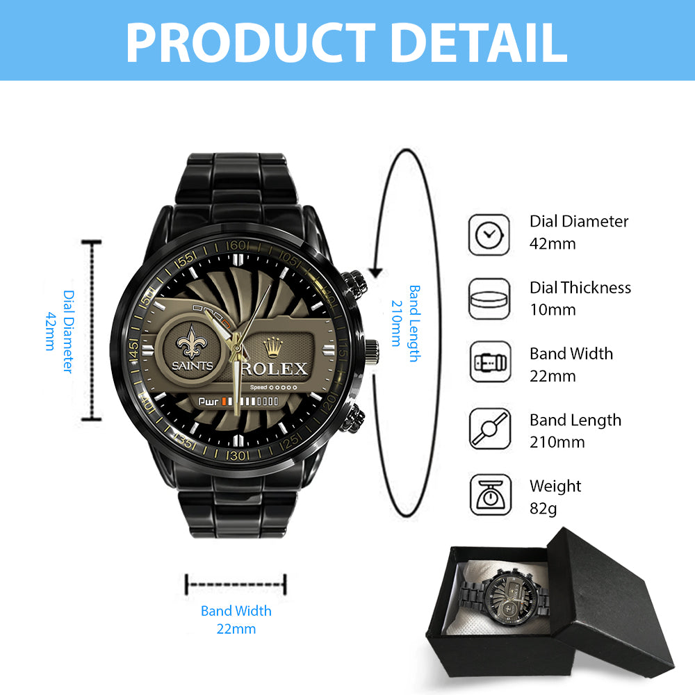 New Orleans Saints x Rolex Black Stainless Steel Watch – MAITM13140
