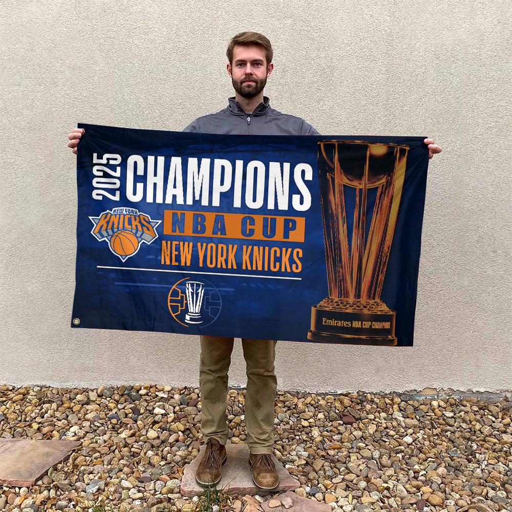 New York Knicks 2025 NBA Cup Champions 3D Double-side House Flag – TMTHU2709