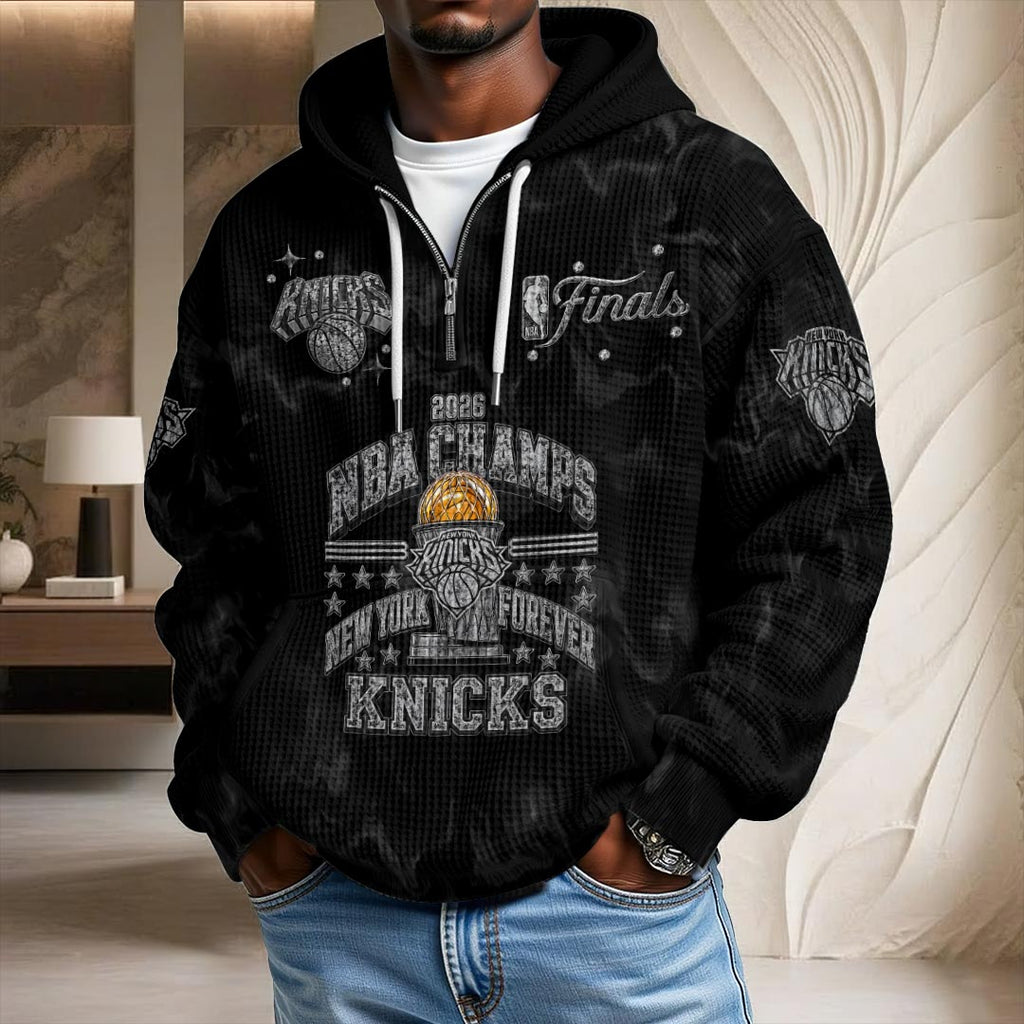 New York Knicks 2026 NBA Finals Champions 3D Unisex Waffle Hoodie – HOATT19496