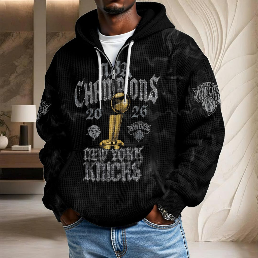 New York Knicks 2026 NBA Finals Champions 3D Unisex Waffle Hoodie – HOATT20292