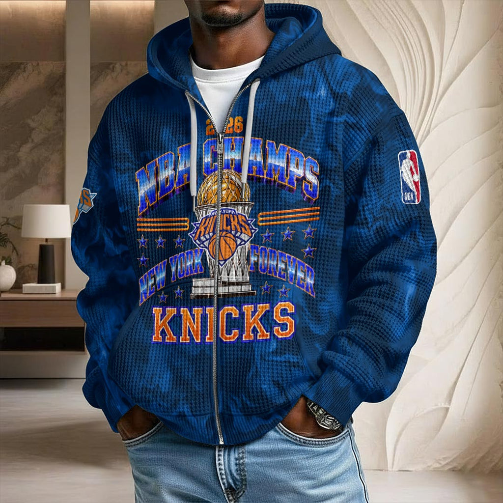 New York Knicks 2026 NBA Finals Champions 3D Unisex Waffle Hoodie – HOATT19478