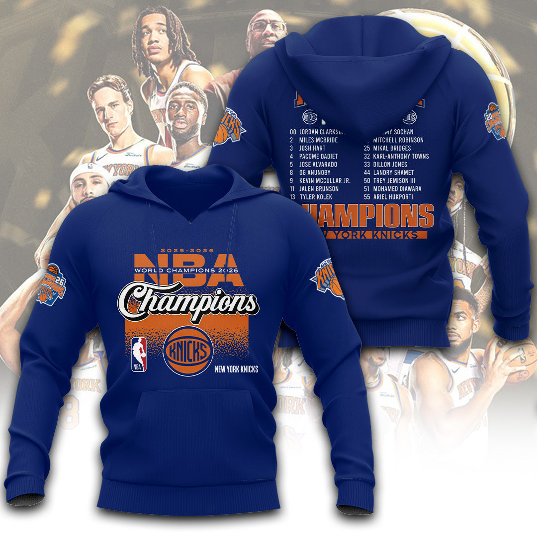 New York Knicks NBA Finals Champions 2026 3D Apparel – TANTN23819