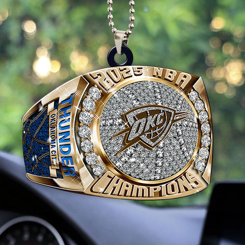 Oklahoma City Thunder 2025 NBA Champions Custom shape 2-sided Acrylic Car Ornament – HOATT 11389