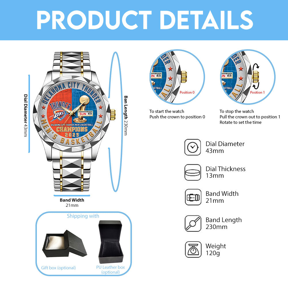 Oklahoma City Thunder 2025 NBA Champions Alloy Luxury Quartz Watch – TANTN 13911