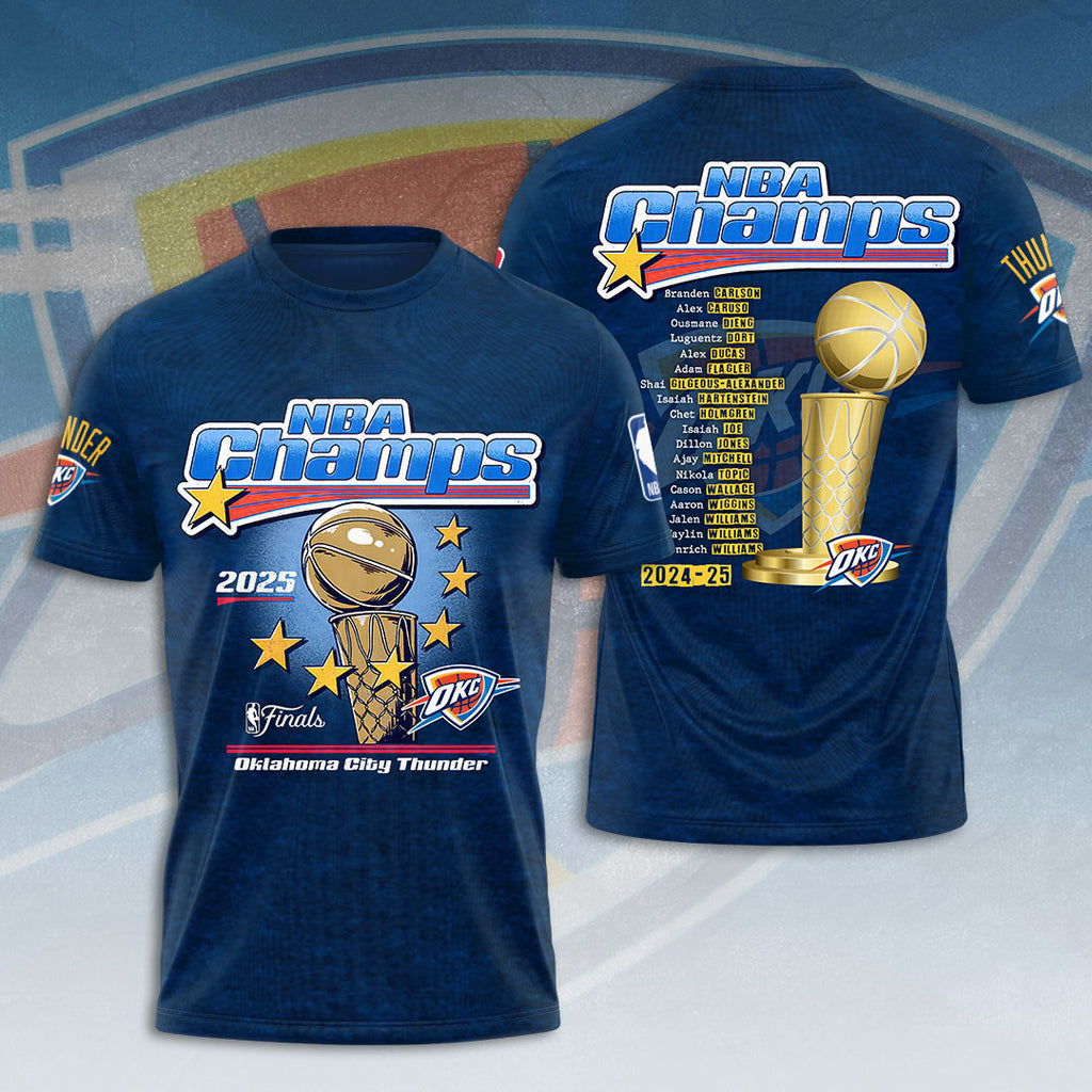 Oklahoma City Thunder 2025 NBA Champions 3D Apparel – HOATT 11376