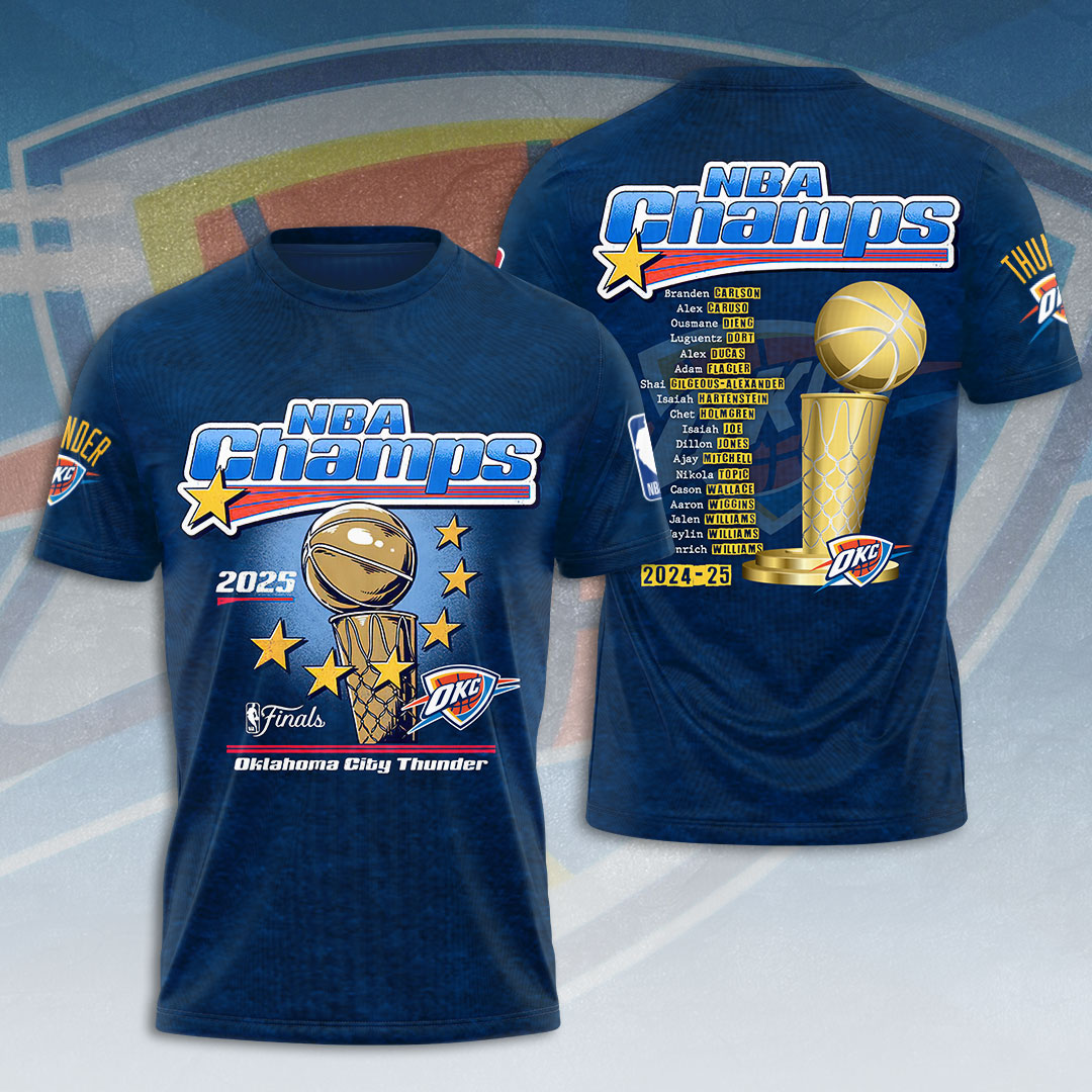 Oklahoma City Thunder 2025 NBA Champions 3D Apparel – HOATT 11376