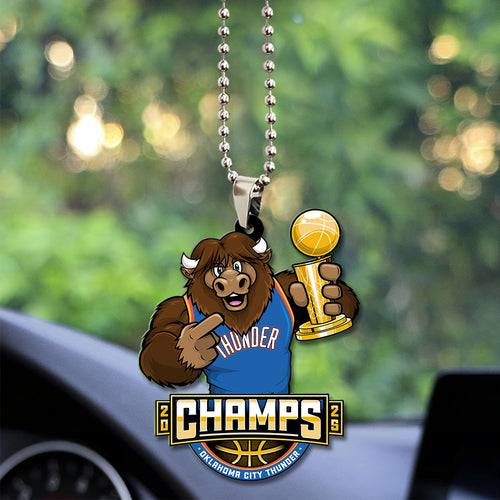 Oklahoma City Thunder 2025 NBA Champions Custom shape 2-sided Acrylic Car Ornament – TANTN 13887