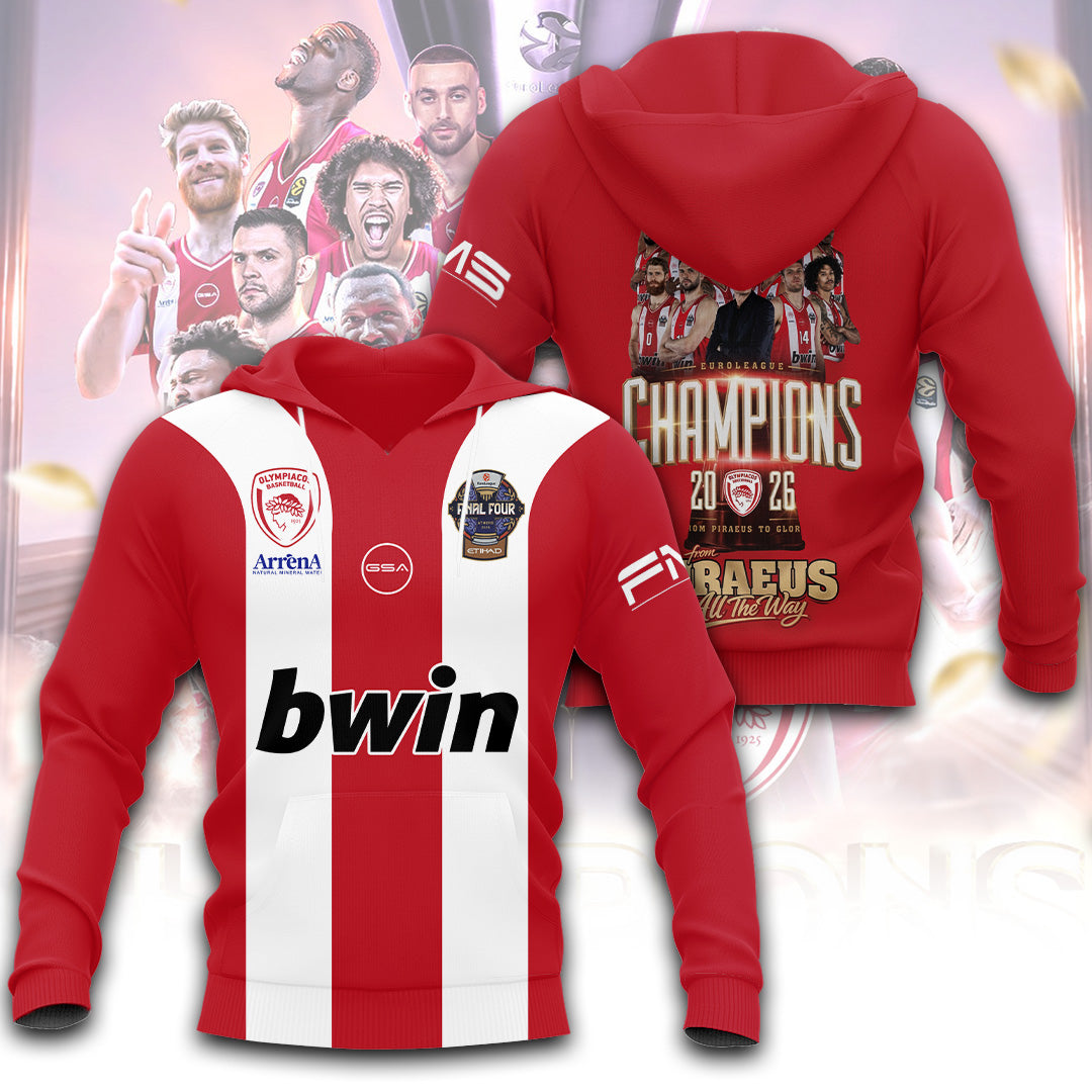 Olympiacos B.C. 2026 EuroLeague Champions 3D Apparel – TANTN23573