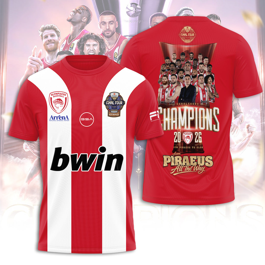 Olympiacos B.C. 2026 EuroLeague Champions 3D Apparel – TANTN23573