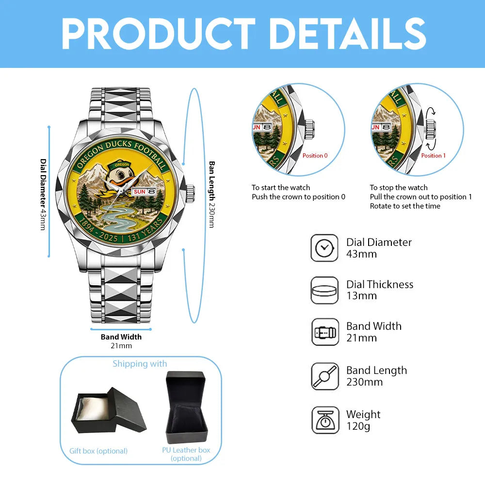 Oregon Ducks Football 131 Years Alloy Luxury Quartz Watch – MAITM13671
