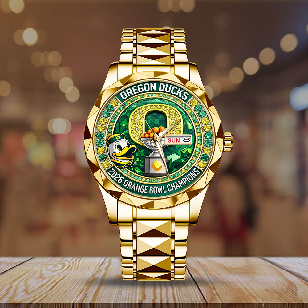 Oregon Ducks Football 2026 Orange Bowl Champions Alloy Luxury Quartz Watch – TMTHU3080