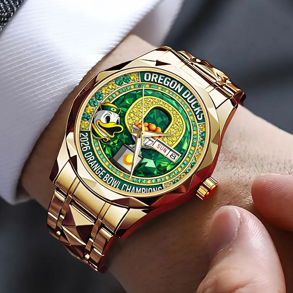 Oregon Ducks Football 2026 Orange Bowl Champions Alloy Luxury Quartz Watch – TMTHU3080