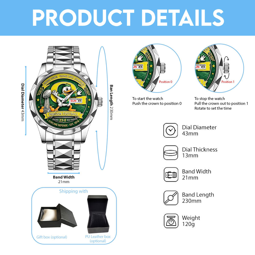 Oregon Ducks Football Orange Bowl Champions Alloy Luxury Quartz Watch – MAITM14354
